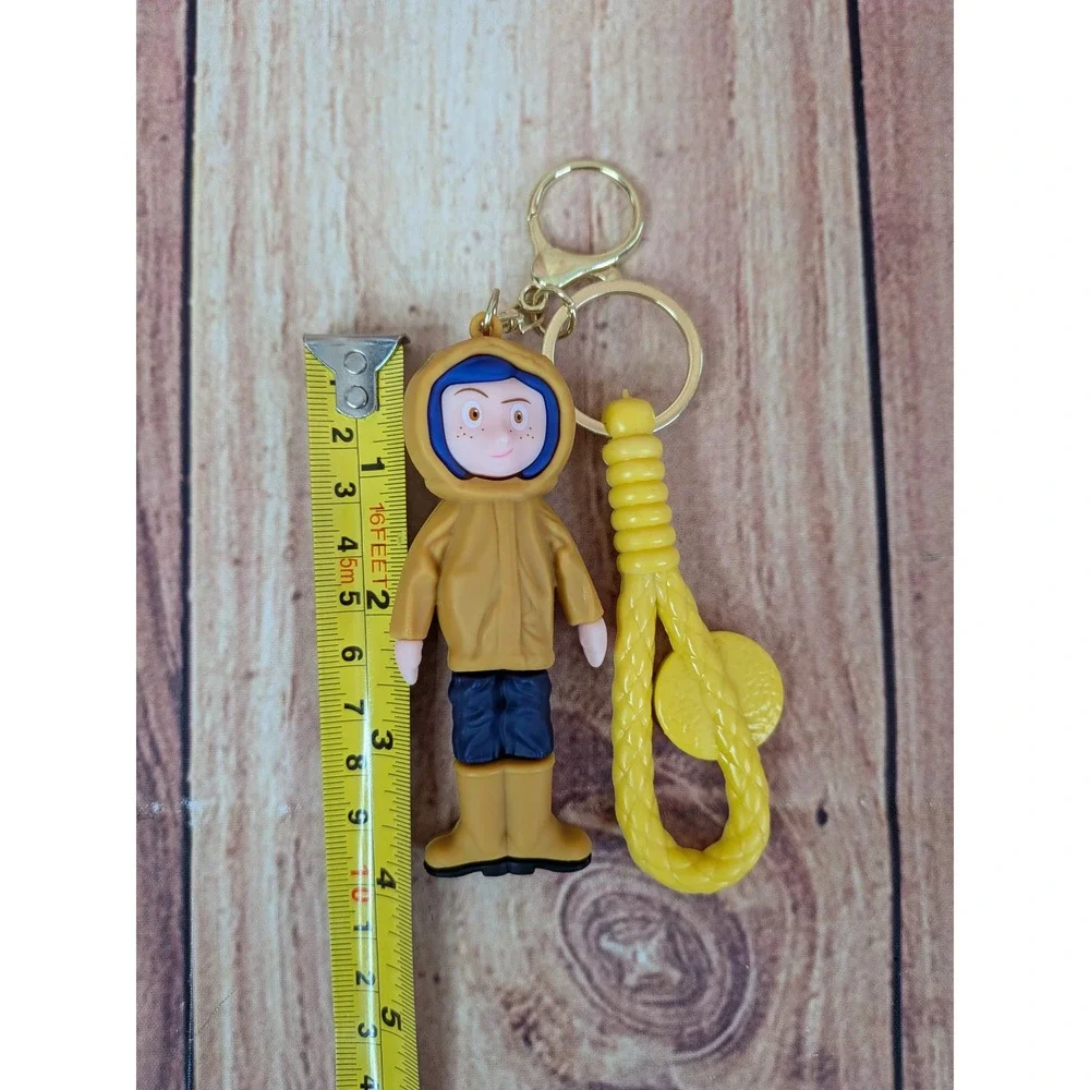 Coraline Mood Doll Character‎ Keychain - Yellow Raincoat Blue Jeans Boots